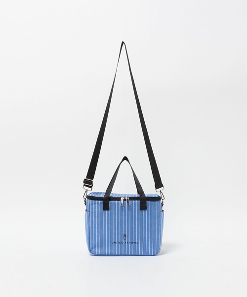 UNITED ARROWS(ユナイテッドアローズ)の「ストライプ ボックス型 トートバッグ M(トートバッグ・レディース・ブラック/ライトブルー・FREE)」の4枚目の写真