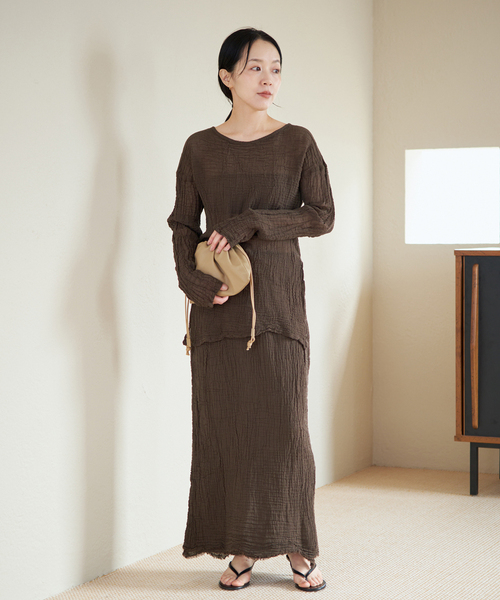 plage(プラージュ)の「LES ATELIERS FRANCAIS DE CONFECTION 別注 SLIT ブラウス(シャツ/ブラウス・レディース・ベージュ/ブラウン・FREE)」の6枚目の写真