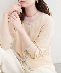 【sherbet line】接触冷感・UVカット付き配色金ボタンカーディガン