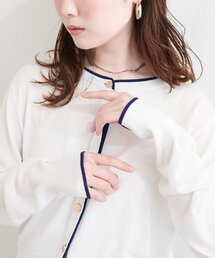 natural couture | 【sherbet line】接触冷感・UVカット付き配色金ボタンカーディガン(ニット/セーター)
