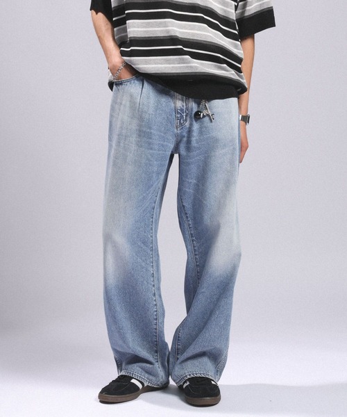 RAGEBLUE(レイジブルー)の「Vintage Denim Buggy Straight Pants / ヴィンテージライク/デニムバギーパンツ(デニムパンツ・メンズ・ブラウン/オフホワイト/ブルー/ダークグレー・LARGE/SMALL/MEDIUM)」の4枚目の写真