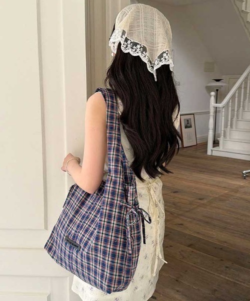 mebole(メボレ)の「Daily Check Tote Bag(トートバッグ・レディース・グリーン/ブラウン/ブルー・FREE)」の12枚目の写真