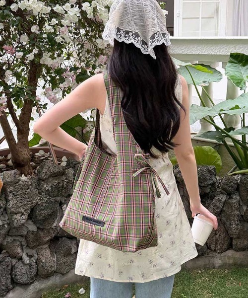 mebole(メボレ)の「Daily Check Tote Bag(トートバッグ・レディース・グリーン/ブラウン/ブルー・FREE)」の10枚目の写真