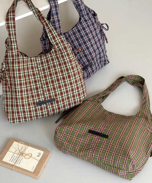 mebole(メボレ)の「Daily Check Tote Bag(トートバッグ・レディース・グリーン/ブラウン/ブルー・FREE)」の15枚目の写真