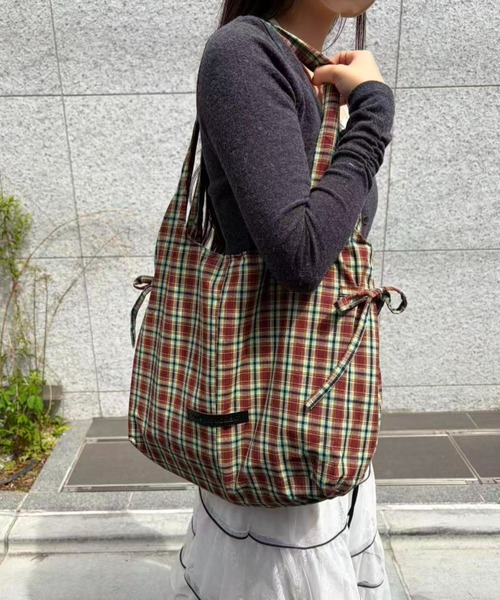 mebole(メボレ)の「Daily Check Tote Bag(トートバッグ・レディース・グリーン/ブラウン/ブルー・FREE)」の17枚目の写真