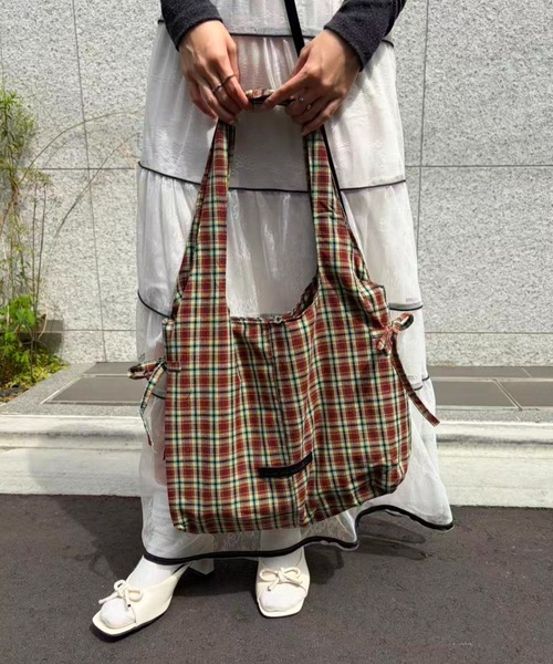 mebole(メボレ)の「Daily Check Tote Bag(トートバッグ・レディース・グリーン/ブラウン/ブルー・FREE)」の18枚目の写真