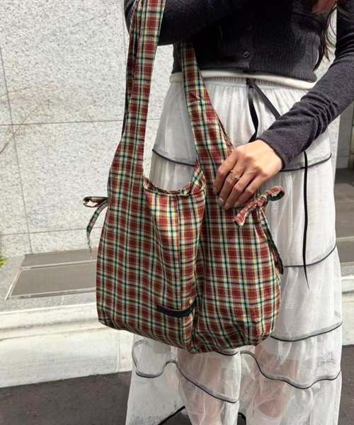 mebole(メボレ)の「Daily Check Tote Bag(トートバッグ・レディース・グリーン/ブラウン/ブルー・FREE)」の19枚目の写真