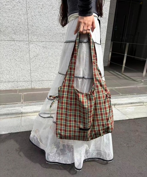 mebole(メボレ)の「Daily Check Tote Bag(トートバッグ・レディース・グリーン/ブラウン/ブルー・FREE)」の20枚目の写真