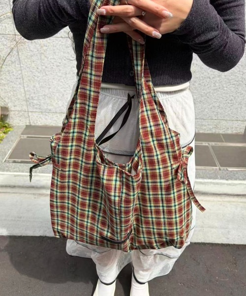 mebole(メボレ)の「Daily Check Tote Bag(トートバッグ・レディース・グリーン/ブラウン/ブルー・FREE)」の22枚目の写真