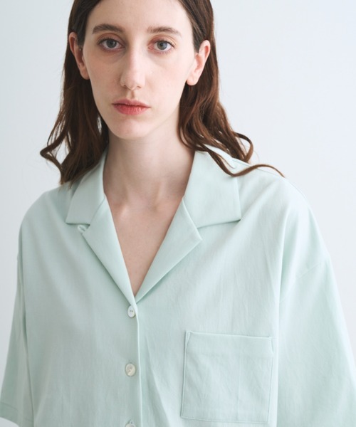 three dots(スリードッツ)の「ダブルニット スーピマ クロップドシャツ(シャツ/ブラウス・レディース・ベージュ系その他/ブラック・SMALL)」の3枚目の写真