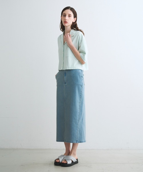 three dots(スリードッツ)の「ダブルニット スーピマ クロップドシャツ(シャツ/ブラウス・レディース・ベージュ系その他/ブラック・SMALL)」の6枚目の写真