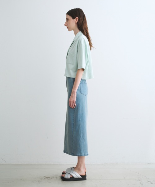 three dots(スリードッツ)の「ダブルニット スーピマ クロップドシャツ(シャツ/ブラウス・レディース・ベージュ系その他/ブラック・SMALL)」の8枚目の写真