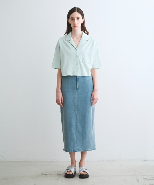 three dots(スリードッツ)の「ダブルニット スーピマ クロップドシャツ(シャツ/ブラウス・レディース・ベージュ系その他/ブラック・SMALL)」の7枚目の写真