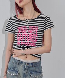 リングドットヘンリーネックメッセージ TEE