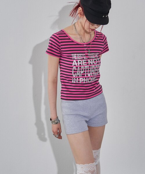 WHO'S WHO gallery（フーズフーギャラリー）の「リングドットヘンリーネックメッセージ TEE（Tシャツ/カットソー・レディース・チャコールグレー/オフホワイト/ピンク/イエロー/ミント・FREE）」の21枚目の写真