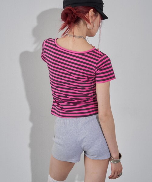 WHO'S WHO gallery（フーズフーギャラリー）の「リングドットヘンリーネックメッセージ TEE（Tシャツ/カットソー・レディース・チャコールグレー/オフホワイト/ピンク/イエロー/ミント・FREE）」の22枚目の写真