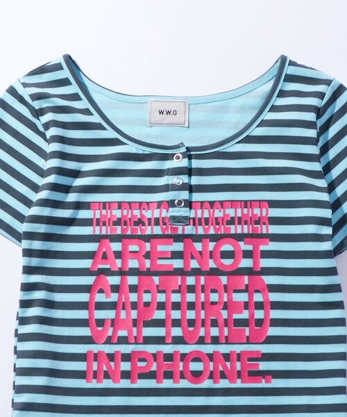 WHO'S WHO gallery(フーズフーギャラリー)の「リングドットヘンリーネックメッセージ TEE(Tシャツ/カットソー・レディース・チャコールグレー/オフホワイト/ピンク/イエロー/ミント/サックスブルー/ライム・FREE)」の18枚目の写真