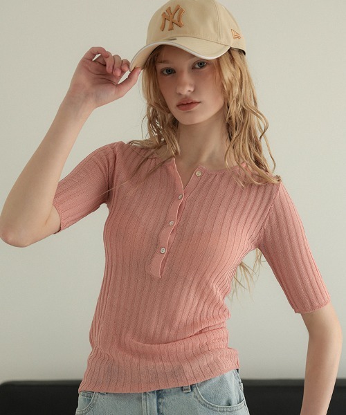 pufe】シアーリブヘンリートップス（Tシャツ/カットソー）｜pufe