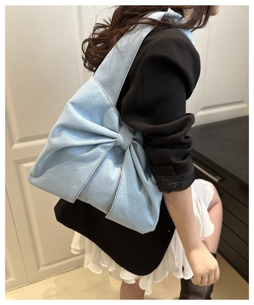 CHEER(チアー)の「大人可愛い。軽量デニム風リボンモチーフ ハンドバッグ(トートバッグ・レディース・ライトブルー/ブルー/ダークブルー・FREE)」の18枚目の写真
