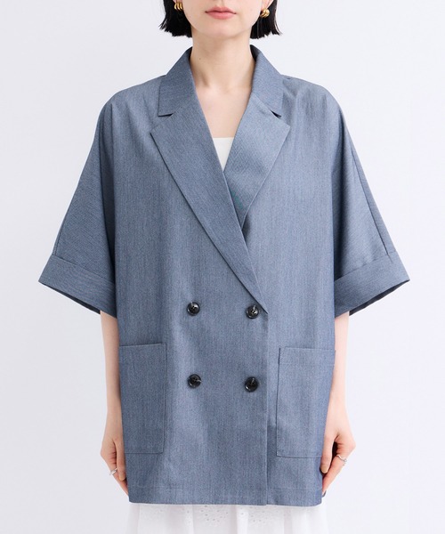 le cercle ADAM ET ROPE'(ルセルクルアダムエロペ)の「半袖ジャケット(テーラードジャケット・レディース・グレー/ブラック・FREE)」の12枚目の写真