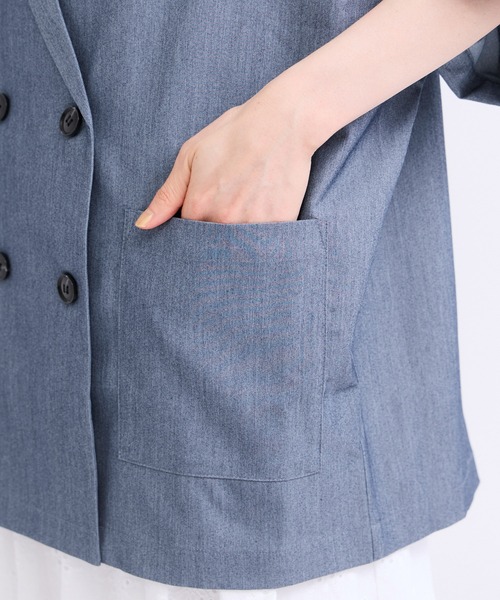 le cercle ADAM ET ROPE'(ルセルクルアダムエロペ)の「半袖ジャケット(テーラードジャケット・レディース・グレー/ブラック・FREE)」の18枚目の写真