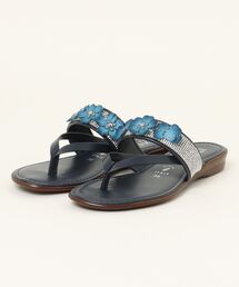 【ITALIAN SHOEMAKERS】ビジューベルトフラワートングサンダル (92356T)