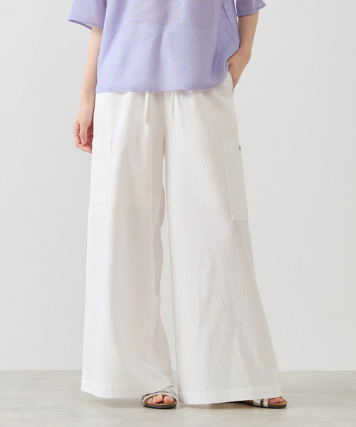 MELROSE claire(メルローズ クレール)の「【エステルサッカーイージーパンツ】(その他パンツ・レディース・ネイビー/ブラック/オフホワイト・2/3)」の1枚目の写真