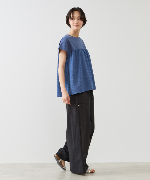 MELROSE claire(メルローズ クレール)の「【エステルサッカーイージーパンツ】(その他パンツ・レディース・ネイビー/ブラック/オフホワイト・2/3)」の6枚目の写真