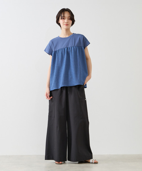 MELROSE claire(メルローズ クレール)の「【エステルサッカーイージーパンツ】(その他パンツ・レディース・ネイビー/ブラック/オフホワイト・2/3)」の5枚目の写真