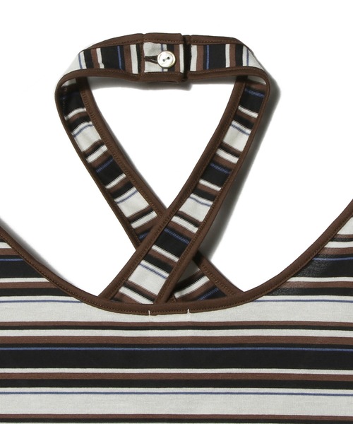 UNUS(ユナス)の「UNUS / Cross Halter Border Top(Tシャツ/カットソー・レディース・グレー系その他/ダークネイビー・FREE)」の7枚目の写真