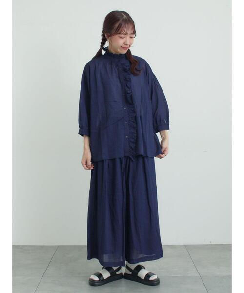 TSUHARU by Samansa Mos2(ツハルバイサマンサモスモス)の「【tukuroi】コットンガーゼデニムガウチョパンツ(その他パンツ・レディース・ブルー/ネイビー・F)」の5枚目の写真