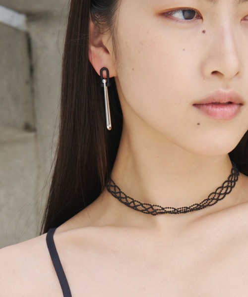 SOEMIN（ソミン）の「Combination chain pierced earrings／マットチェーンピアス（ピアス（両耳用）・レディース・ブラック・FREE）」の5枚目の写真