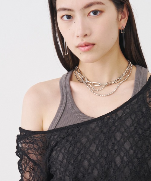 SOEMIN（ソミン）の「Combination chain pierced earrings／マットチェーンピアス（ピアス（両耳用）・レディース・ブラック・FREE）」の10枚目の写真