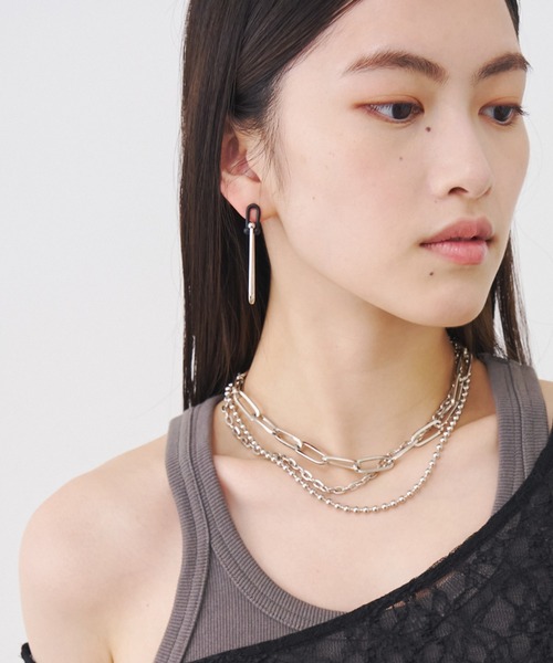 SOEMIN（ソミン）の「Combination chain pierced earrings／マットチェーンピアス（ピアス（両耳用）・レディース・ブラック・FREE）」の11枚目の写真