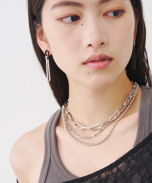 SOEMIN（ソミン）の「Combination chain pierced earrings／マットチェーンピアス（ピアス（両耳用）・レディース・ブラック・FREE）」の13枚目の写真