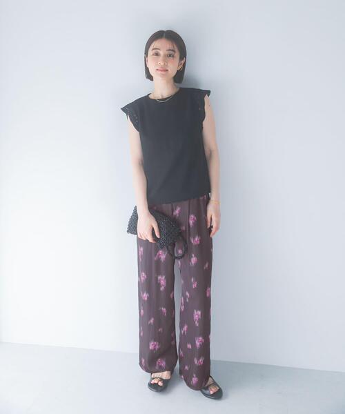 URBAN RESEARCH ROSSO WOMEN（アーバンリサーチ　ロッソ）の「ダークプリントイージーワイドパンツ（その他パンツ・レディース・ブラック/ブラウン・38/36）」の6枚目の写真