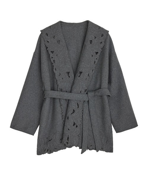 Ameri(アメリ)の「WOOL EMBROIDERY GOWN COAT(ノーカラーコート・レディース・ブラウン/グレー・MEDIUM/SMALL)」の17枚目の写真