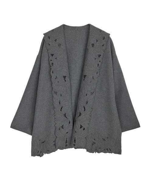Ameri(アメリ)の「WOOL EMBROIDERY GOWN COAT(ノーカラーコート・レディース・ブラウン/グレー・MEDIUM/SMALL)」の21枚目の写真