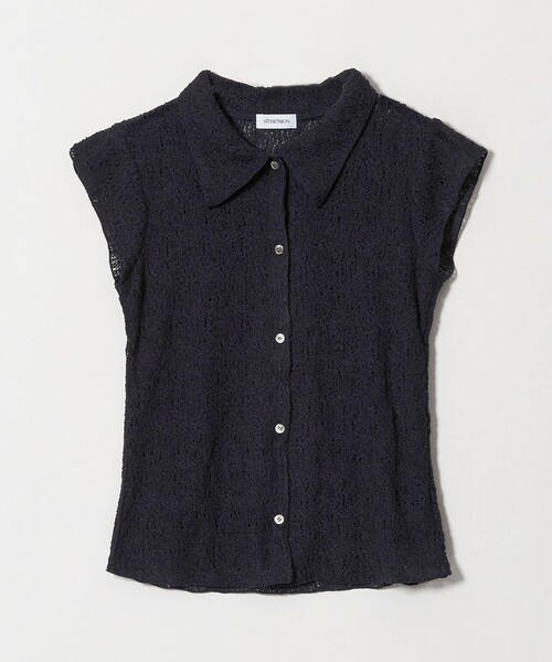 ATTISESSION(アティセッション)の「<ATTISESSION>E/C RSL レース フレンチスリーブ シャツ(シャツ/ブラウス・レディース・ナチュラル/ダークブラウン/ネイビー・FREE)」の3枚目の写真