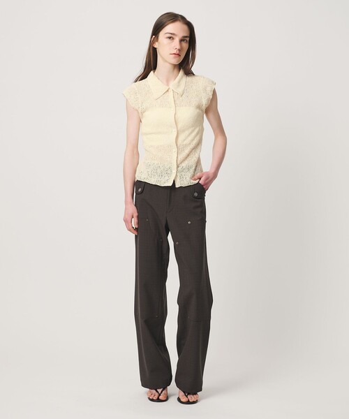 ATTISESSION（アティセッション）の「＜ATTISESSION＞E/C RSL レース フレンチスリーブ シャツ（シャツ/ブラウス・レディース・ナチュラル/ダークブラウン・FREE）」の4枚目の写真