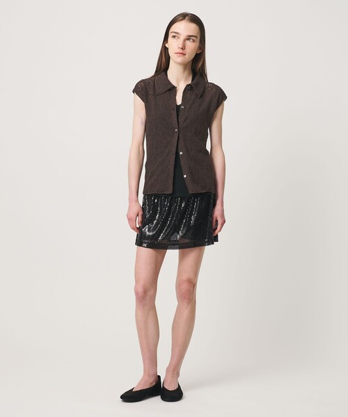 ATTISESSION（アティセッション）の「＜ATTISESSION＞E/C RSL レース フレンチスリーブ シャツ（シャツ/ブラウス・レディース・ナチュラル/ダークブラウン・FREE）」の9枚目の写真