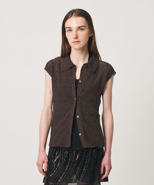 ATTISESSION（アティセッション）の「＜ATTISESSION＞E/C RSL レース フレンチスリーブ シャツ（シャツ/ブラウス・レディース・ナチュラル/ダークブラウン・FREE）」の11枚目の写真