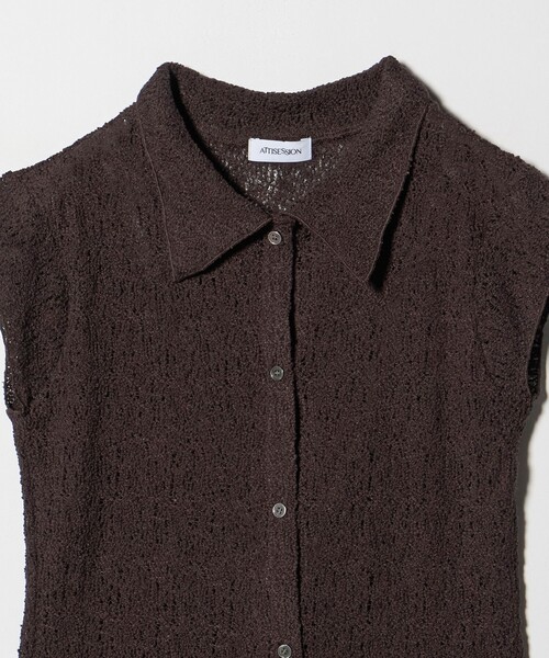 ATTISESSION（アティセッション）の「＜ATTISESSION＞E/C RSL レース フレンチスリーブ シャツ（シャツ/ブラウス・レディース・ナチュラル/ダークブラウン・FREE）」の13枚目の写真