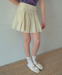 Eyelet Pleated Skirt_Cream(OB6SK09)
