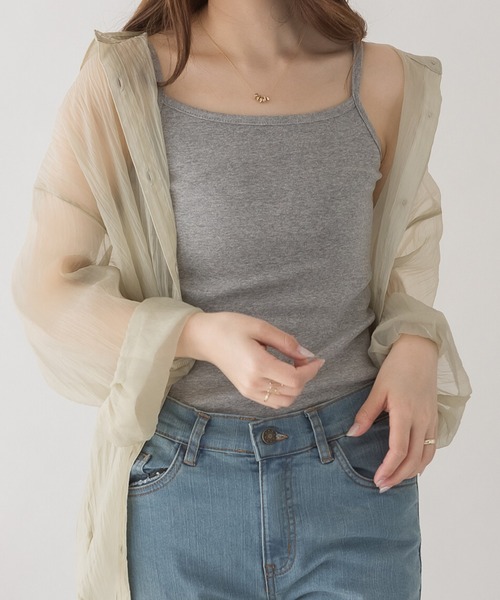 itto...（イット）の「コットンキャミソールインナー（キャミソール・レディース・ネイビー/グレイッシュベージュ/カーキ/チャコールグレー/杢グレー/ブラック/ホワイト・M/3L/L/4L/XL）」の5枚目の写真