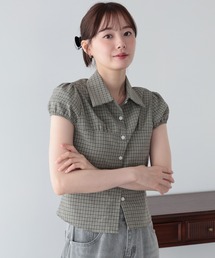 パフスリーブチェックシャツ
