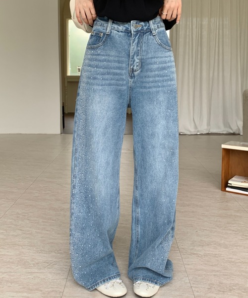 Achic(アシック)の「【SNSで話題!】バックリボンビジューデニムパンツ(デニムパンツ・レディース・ブルー・S/M/L)」の13枚目の写真