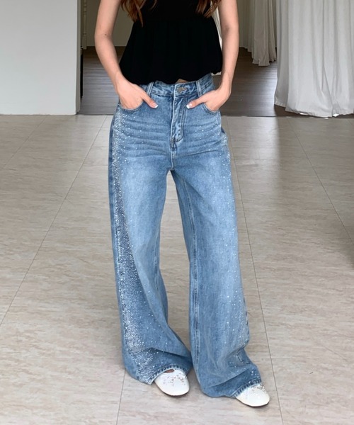 Achic(アシック)の「【SNSで話題!】バックリボンビジューデニムパンツ(デニムパンツ・レディース・ブルー・S/M/L)」の15枚目の写真