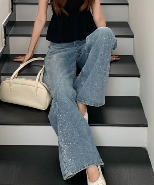 Achic(アシック)の「【SNSで話題!】バックリボンビジューデニムパンツ(デニムパンツ・レディース・ブルー・S/M/L)」の16枚目の写真