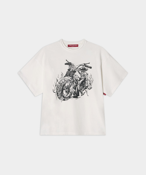 WORLDDILEMA（ワールドジレンマ）の「Hand Drawing Ghost Rider Printing T-Shirts (White)（Tシャツ/カットソー・レディース・その他・FREE）」の6枚目の写真
